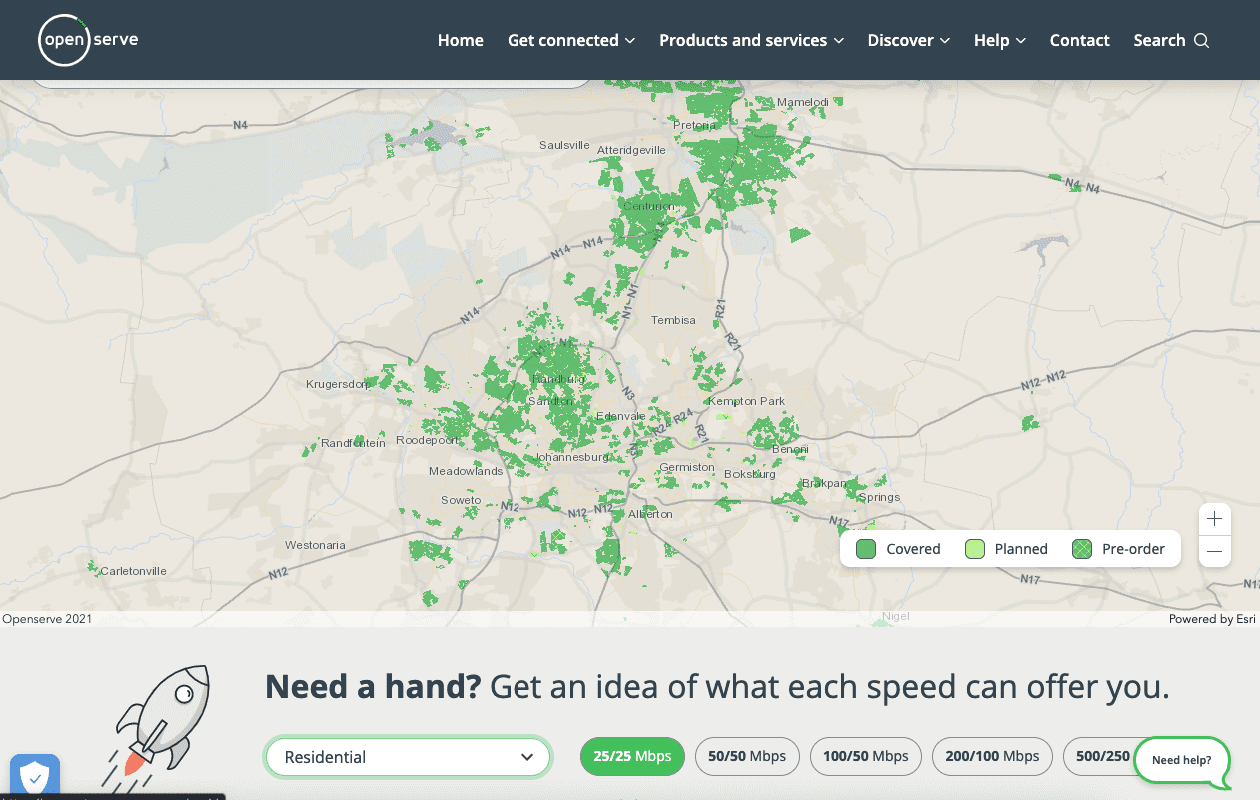 Openserve Fibre Coverage