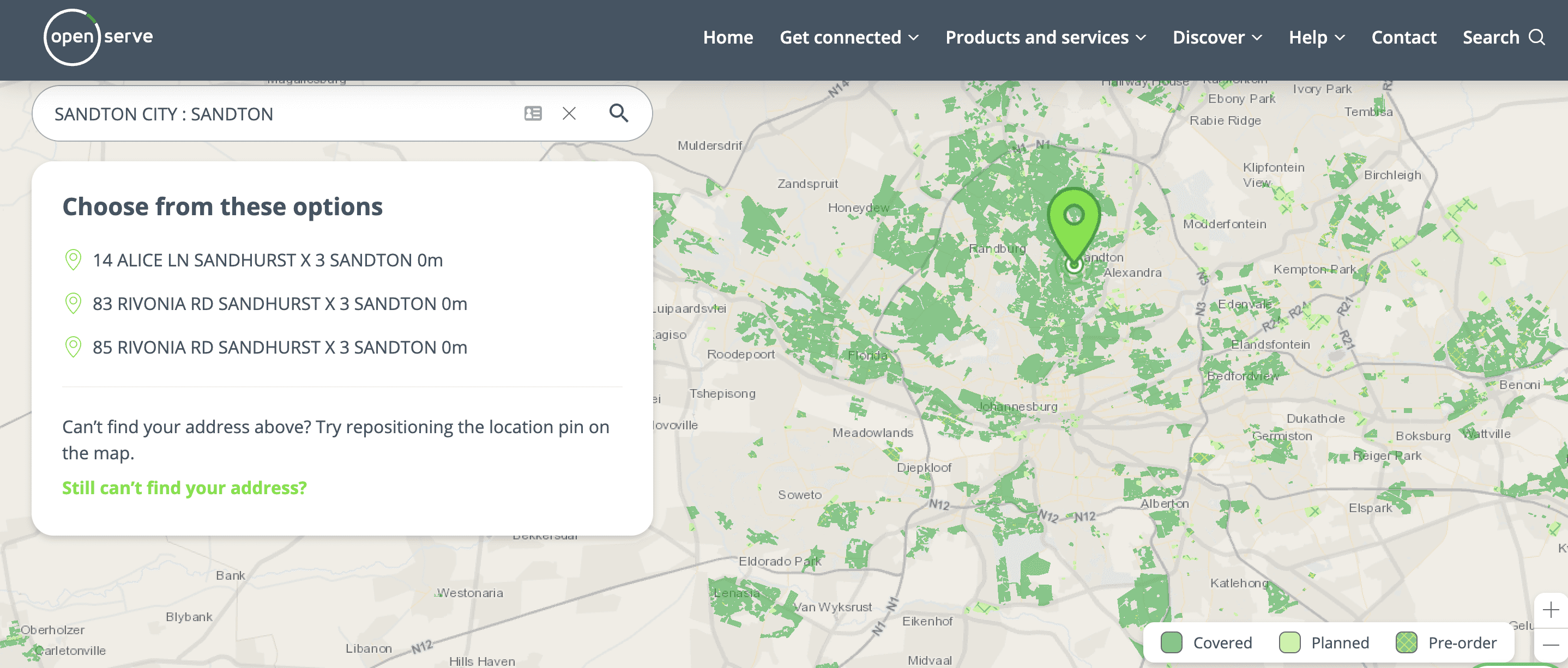Openserve Fibre Map Johannesburg