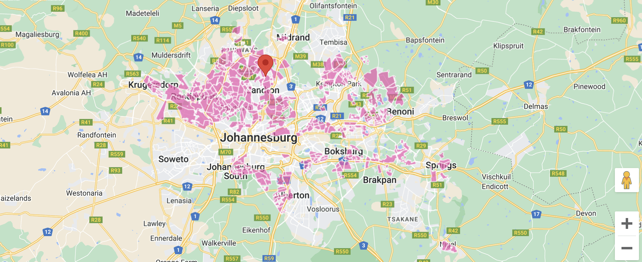 Vumatel Map of Johannesburg